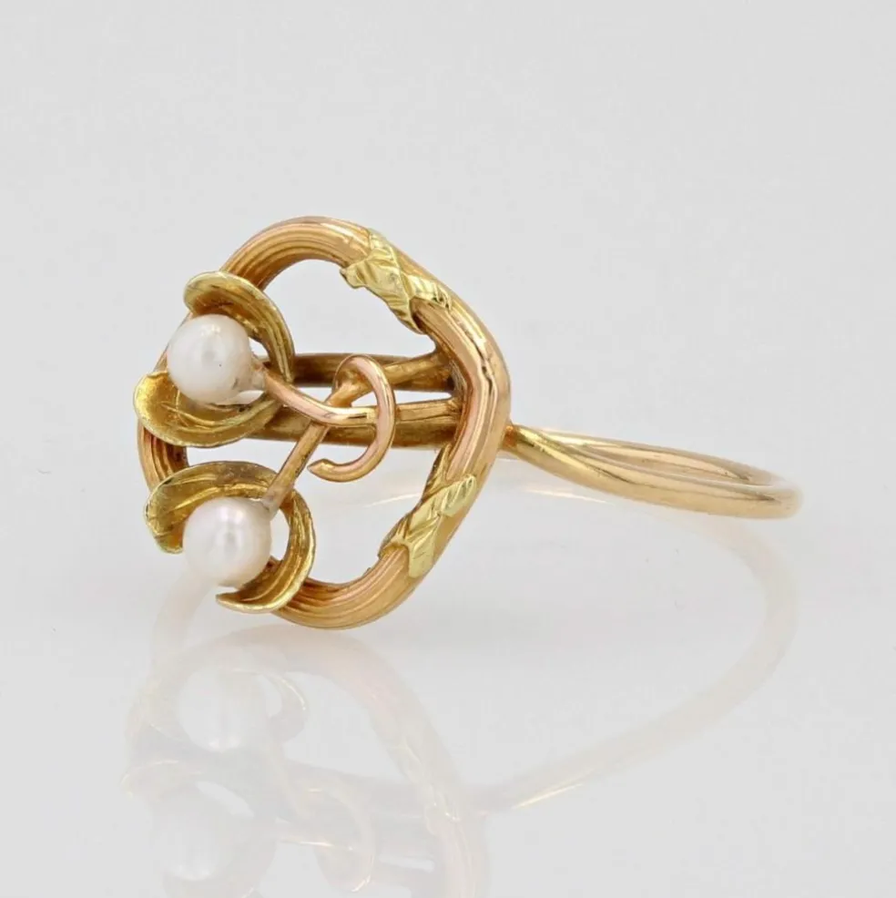 Bague or jaune perle ancienne
