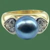 Bague or jaune, perle de Tahiti et diamants