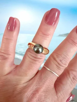 Bague or jaune Perle de Tahiti