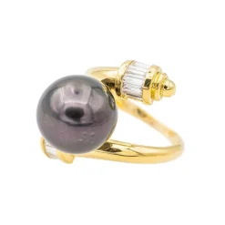 Bague Or jaune Perle de tahiti