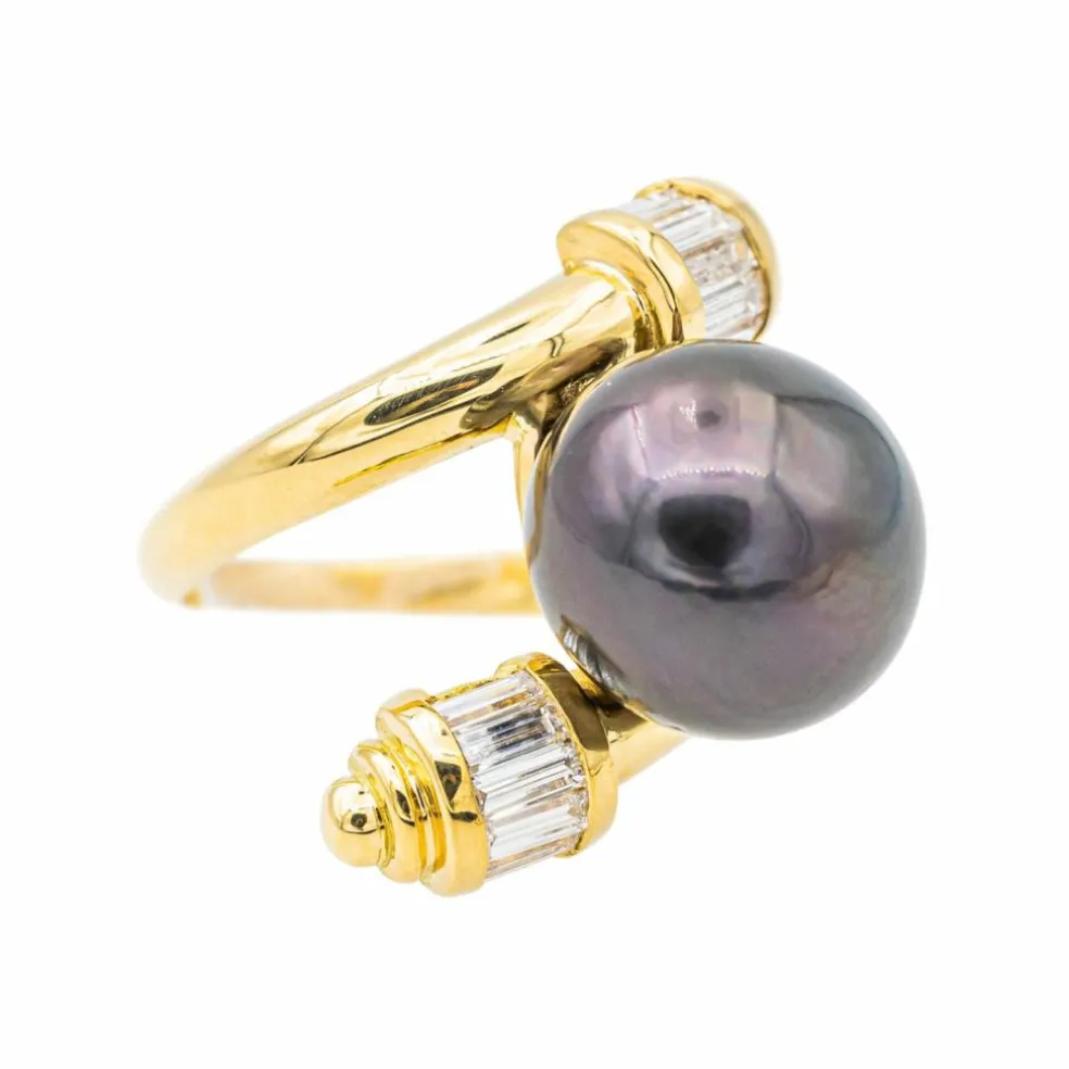 Bague Or jaune Perle de tahiti