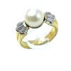 Bague Or jaune Perle Diamants.