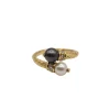 Bague or jaune perles de culture et diamants