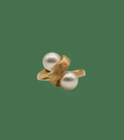 Bague or jaune perles de culture