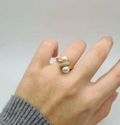 Bague or jaune perles de culture