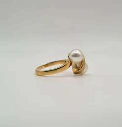 Bague or jaune perles de culture