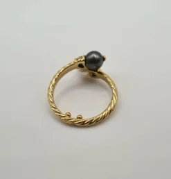 Bague or jaune perles de culture et diamants