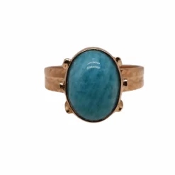 Bague Or jaune pierre bleue