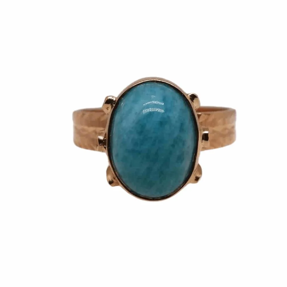 Bague Or jaune pierre bleue