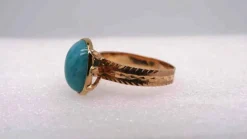 Bague Or jaune pierre bleue