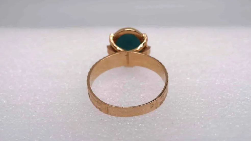 Bague Or jaune pierre bleue