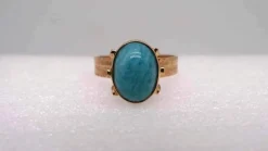Bague Or jaune pierre bleue