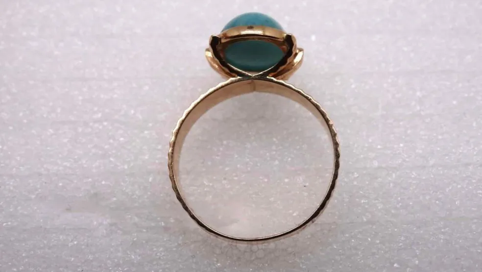 Bague Or jaune pierre bleue