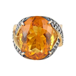 Bague Or jaune pierre orangée