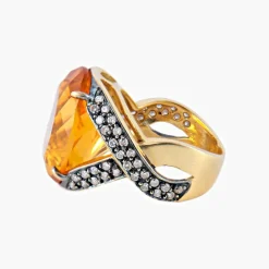Bague Or jaune pierre orangée
