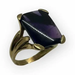 Bague or jaune pierre violette