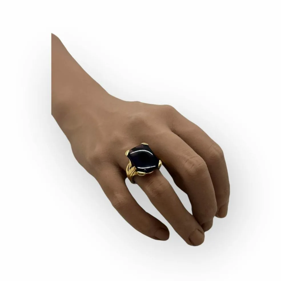 Bague or jaune pierre violette