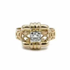 Bague or jaune platine diamants
