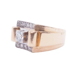 Bague Or jaune Platine Diamants