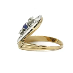Bague or jaune platine diamants saphir