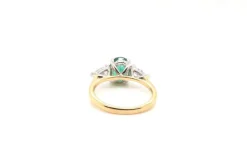 Bague Or jaune Platine Emeraude Diamants