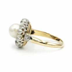 Bague or jaune, platine et diamants