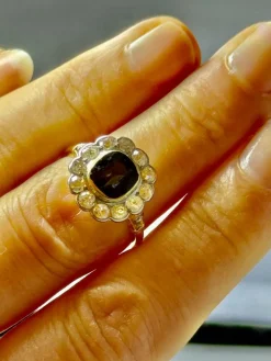 Bague Or jaune Platine Saphir Diamants