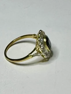 Bague Or jaune Platine Saphir Diamants