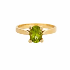 Bague or jaune péridot diamants