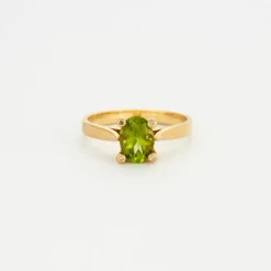 Bague or jaune péridot diamants