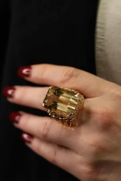 Bague Or jaune Quartz jaune