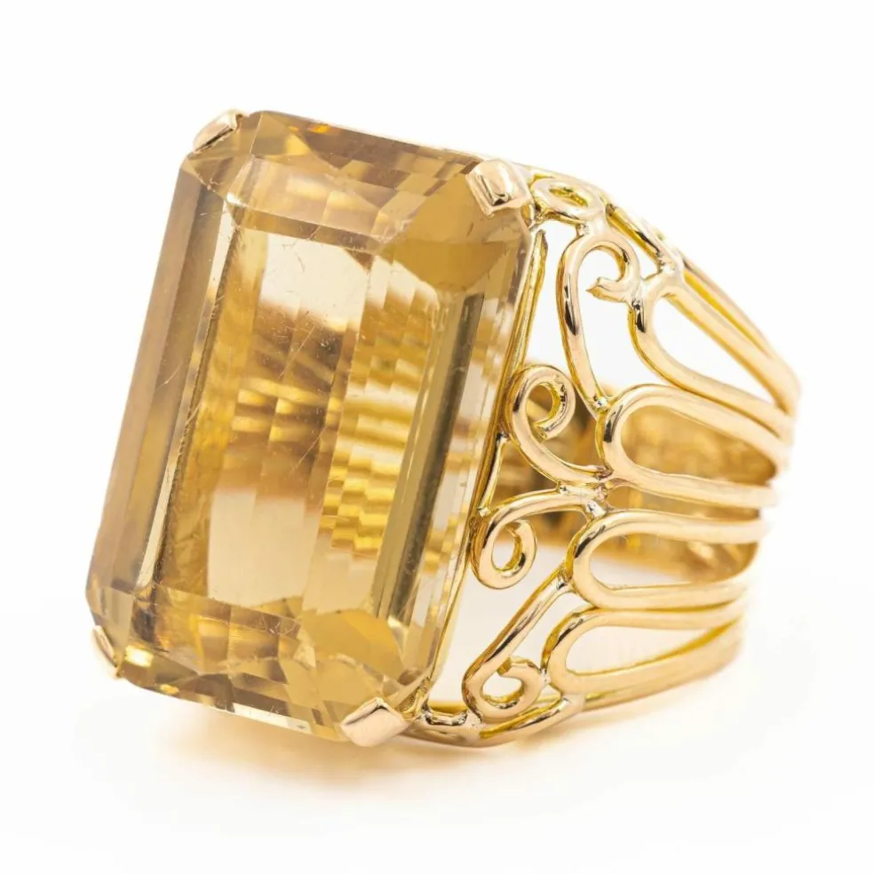 Bague Or jaune Quartz jaune