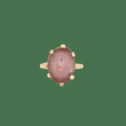 Bague Or jaune, quartz rose