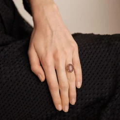 Bague Or jaune, quartz rose