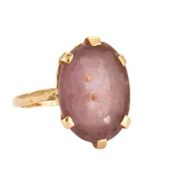 Bague Or jaune, quartz rose