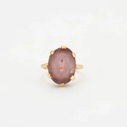Bague Or jaune, quartz rose