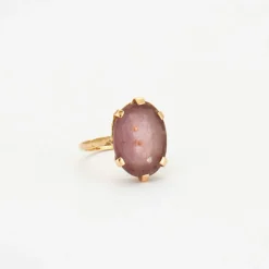 Bague Or jaune, quartz rose