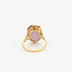 Bague Or jaune, quartz rose