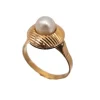 Bague or jaune Rétro perle