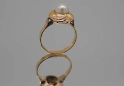 Bague or jaune Rétro perle