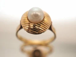 Bague or jaune Rétro perle