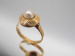 Bague or jaune Rétro perle