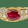 Bague or jaune rubis 2,25 carats et 10 diamants