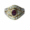 Bague or jaune rubis diamants