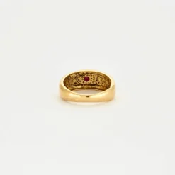 Bague or jaune rubis diamants