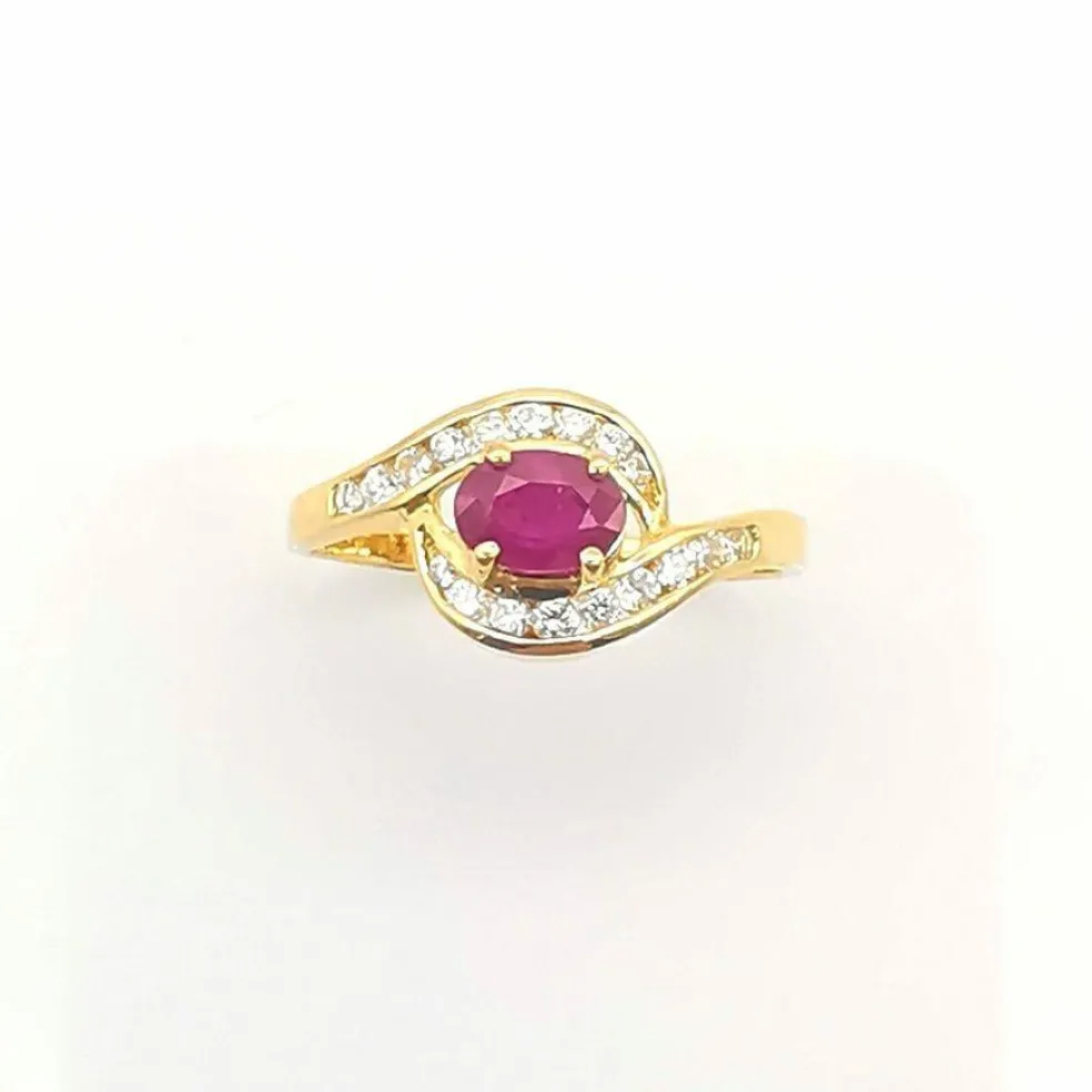 Bague Or jaune Rubis Diamants