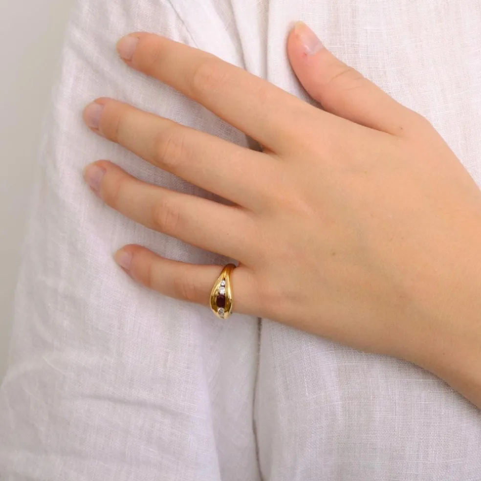 Bague Or jaune Rubis Diamants