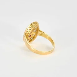 Bague or jaune rubis diamants