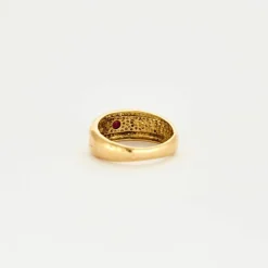 Bague or jaune rubis diamants