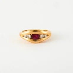 Bague Or jaune Rubis Diamants